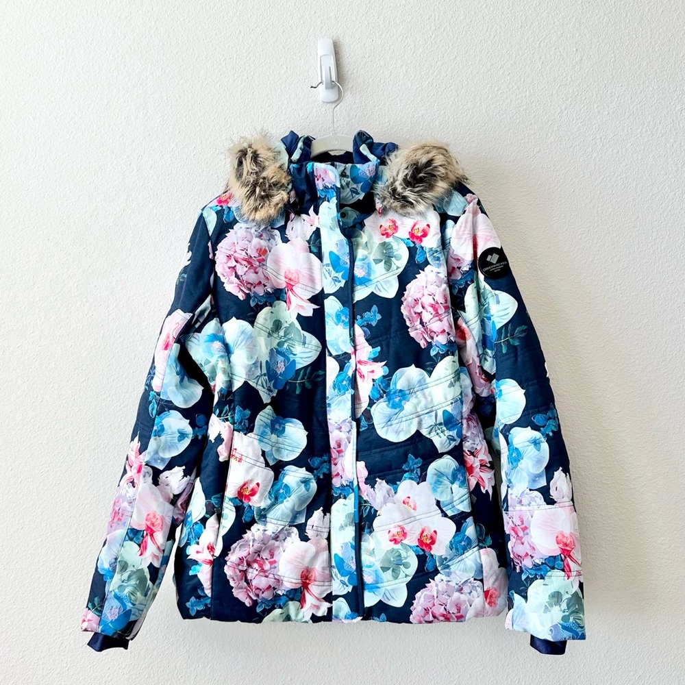 OBERMEYER TUSCANY II INSULATED JACKET WOMEN'S with Faux Fur Trim Floral Size 14 - Picture 3 of 12